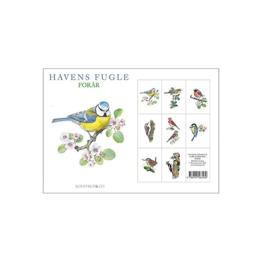 Havens fugle forår af Carl Christian Tofte 8 stk postkort